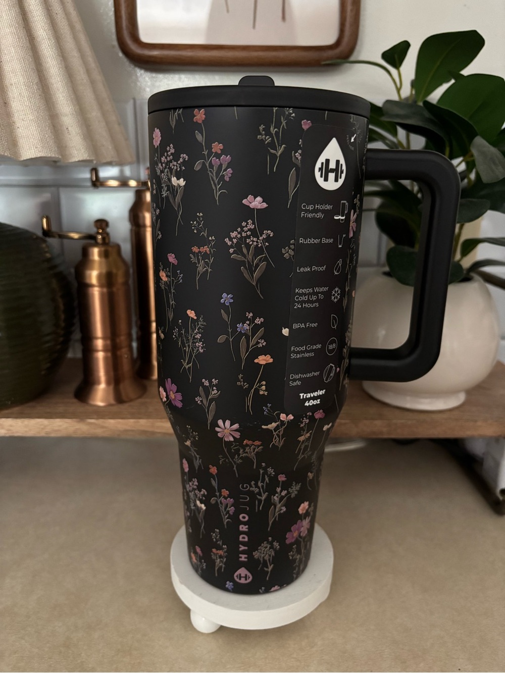 HYDROJUG 40oz Traveler Midnight Floral Design Limited Edition!